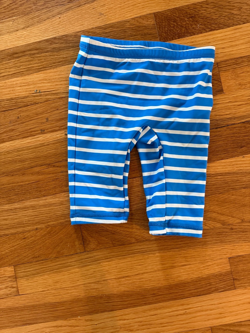 Boden Blue and White Striped Kids Swim Shorts